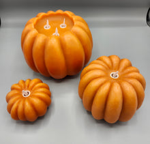 Load image into Gallery viewer, Wax LED Pillar Candle with Moving &quot;Flame&quot; - Small Pumpkin
