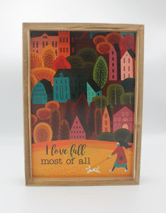 Primitives by Kathy - "I Love Fall" Inset Wooden Box Sign