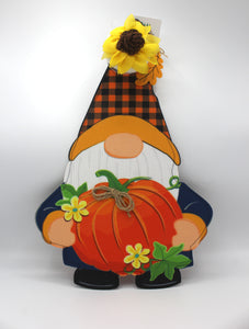 Evergreen - Light-Up Fall Gnome with Pumpkin Door/Window Hanger