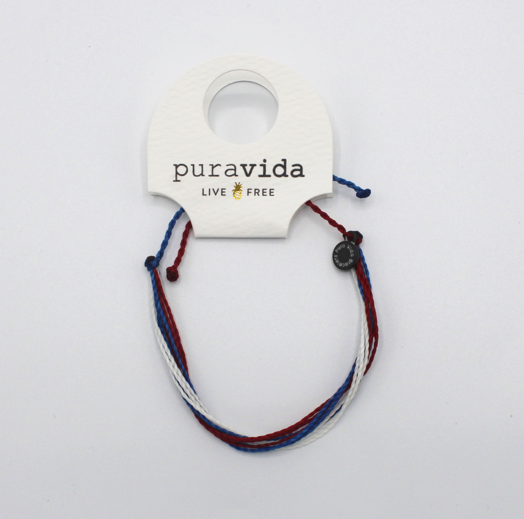 Pura Vida - Red, White and Blue Braided Bracelet